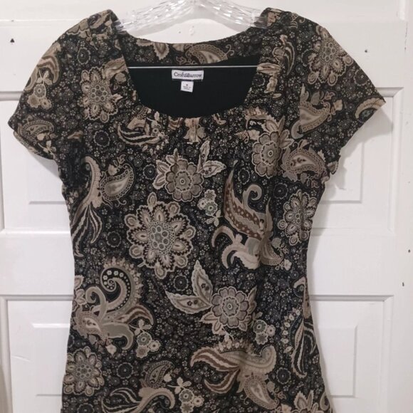 Croft & Barrow Womans Medium Beige and Black Blouse - Picture 1 of 5